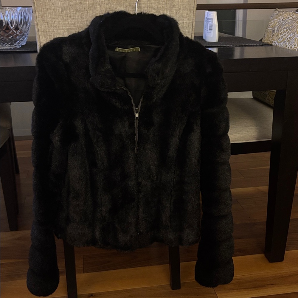 Velvet by Graham & Spencer Black Faux Fur Jacket
